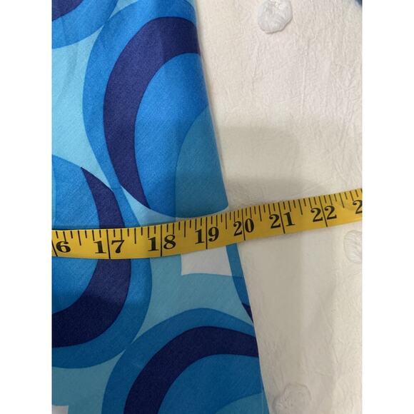 Ann Taylor Women's Sundress Size 4 Retro Print Blue Tie Back Resort Wedding - Picture 6 of 9